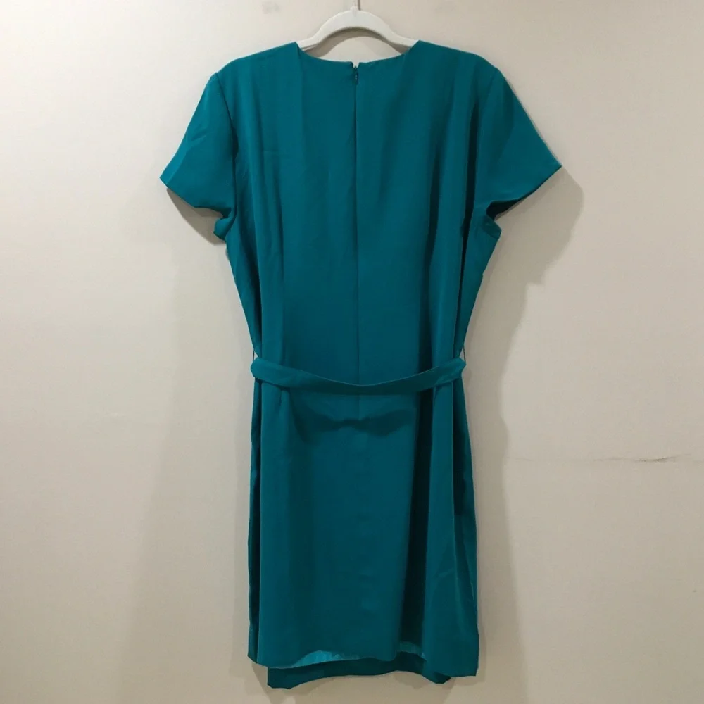 J.CREW Belted Suiting Dress Vivid Jade Green Short Sleeve Womens Size 16 New - Picture 3 of 7
